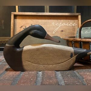 Decorative Hand-Painted Wooden Duck Decoy in Preening Pose -Boyd’s Collection.